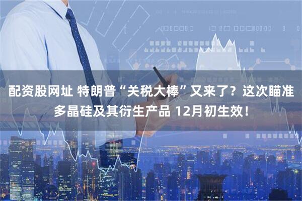 配资股网址 特朗普“关税大棒”又来了？这次瞄准多晶硅及其衍生产品 12月初生效！